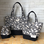 ☆tanchans様専用ページ☆【S】【Ｌ】トートバッグ&コップ袋（青海波、たい焼きに乗った猫ちゃん）ブラック