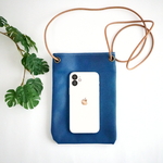 ギフト対応 スマホポーチショルダー斜め掛けタイプ サコッシュ 縦型 ⑥ ブルー Phone Leather Pouch Bag 