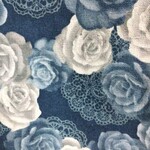 ブルー×ホワイト薔薇レースのA4大きめトートバッグ＊レッスンバッグ＊エコバッグ