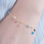 Neðansjávar bracelet：天然石ブレスレット　アクアマリン×ラピスラズリ×アパタイト×淡水パール