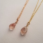 オレゴンサンストーンペアシェイプカットネックレス14Kgf