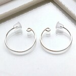 【再販×4】〈痛くない〉シルバーリングシンプルイヤリング・フェイクピアス・イヤーカフ・イヤークリップ〈先端を曲げているタイプ〉(両耳用)(直径約17㎜、太さ約0.85㎜)(調節可能)管理No.1730