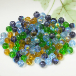 ガラスビーズ　オーロラ加工ミックス　６mm　３０g　１００個前後   C-6-3
