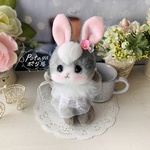 にぎにぎ ベビーうさぎ レーススカート付き　☆ ネザーランドドワーフ　もふもふ 羊毛フェルト ぬいぐるみ バレリーナ うさぎ