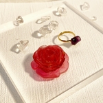 〈小さな薔薇型オルゴナイト〉赤い薔薇【天然石インテリア】水晶　占い付　スピリチュアルアイテム