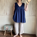 【7/3〜5まで3日間　SALE価格】大きめフリーサイズ　ネイビーの軽やかチュニック