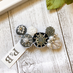ビーズ刺繍バレッタ  black ミニ