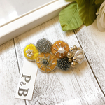 ビーズ刺繍バレッタ  yellow（ミモザカラー）ミニ