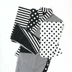saorisena 様 ご予約品 ☆ 浴衣 (帯付き) ☆ モノトーン ドット × ストライプ ボーダー