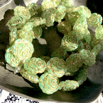 【4コセット】JIRI＊IVANA #czech beads#チェコビーズRose14㎜ crystal＊stripe peridot green/bronze
