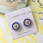 Electrical Flower刺繍イヤリング/ピアス (Blue)