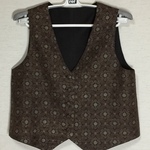 値下げしました！！リバーシブルベスト(茶泥大島紬とこげ茶紬から)着物リメイク・M～L・正絹・N-1
