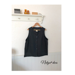 cotton黒☆前ボタンシンプルベスト