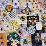(再販×14)🐝ミツバチの紙ものセット🐝＊コラージュ素材＊ジャンクジャーナル