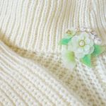 新春、花とパールの手作りブローチ