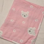 ６重ガーゼ 大きめガーゼケット くま ピンク