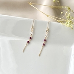 水晶×ルビー 華奢チェーンピアス/イヤリング