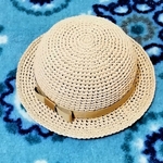 ベビーサイズ♡控えめリボンの麦わら帽子【濃ベージュ】