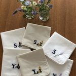  [8さまオーダー]刺繍のランチクロス6枚&蟹の巾着袋のセット