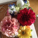 ヘッドドレス　flowerGarden  pink*red