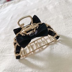 <sale>  ヘアクリップ バンスクリップ メタル　リボン　ブラック  1個