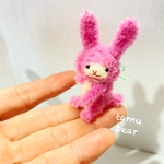 ミニチュア モールアート 濃いピンクの うさぎ ちゃん モールベア テディベア オビツ11 ** Tamu bear