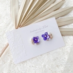 紫陽花×淡水パール mini ピアス/イヤリング ブルー
