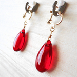 姫様の赤いしずく　大きなドロップイヤリング/ピアス