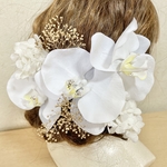 胡蝶蘭 髪飾り 和装 白無垢 ヘッドドレス ヘッドパーツ