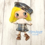 ☆THIERRY☆イーマリーちゃん着せ替えお洋服 チェック茶　ベレー帽　ラップスカート
