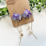 可愛い！紫陽花のロングピアス・イヤリング♡(パープルグラデーション)