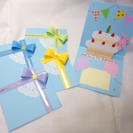 【再販】お誕生日カード ポップアップ（水色・うさぎ）5枚セット