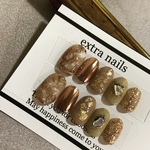 ネイルチップ  オーダーチップ　付け爪　ニュアンス　ミラー　ブラウン