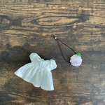 アナベル刺繍のパフスリーブワンピース、紫陽花バッグ大