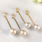 【レビューで送料無料】シンプルスティック×コットンパールピアス／イヤリング