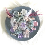 Pastel bouquet つまみ細工×ドライフラワー髪飾り　パープルピンクミックス