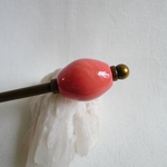 珊瑚風の陶玉かんざし（楕円）