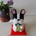 羊毛フェルト  招き   犬   フレンチブルドッグ   縁起物(C)