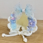 紫陽花　リボン付き　フリル　ボンネット 帽子