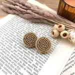 [再販☆] ビーズ刺繍＊まんまるゴールドピアス