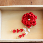 【赤】カメリアの髪飾り　七五三　卒業式　成人式