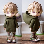 パーカーとパンツのセット　モスグリーン（ねんどろいどどーるオビツ11ボディ共有サイズ）