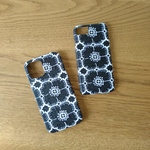 *受注製作*ミナペルホネン*anemone*ネイビー*mina perhonen*iPhoneケース*iPhoneカバー*スマホケース*スマホカバー