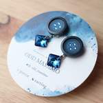 ボタンのピアス(イヤリング ) / スワロフスキー / バミューダブルー/ ceramic accessories 
