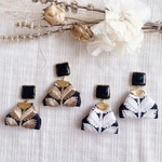 【ｶﾗｰ選択】ﾘｰﾌ刺繍リボンのレジンピアス/イヤリング