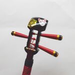 かんざし「三味線」漆黒１４３（六角麻の葉）狐面