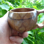 　　チシャの木の一木彫りコーヒーカップ　