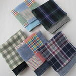 22×22　チェック　お得な5枚セット　４重ガーゼハンカチ