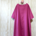 ◆sale◆ハーフリネン　ゆったりワンピース　カシス