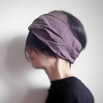 ターバンなヘアバンド　ピンクパープル　綿麻